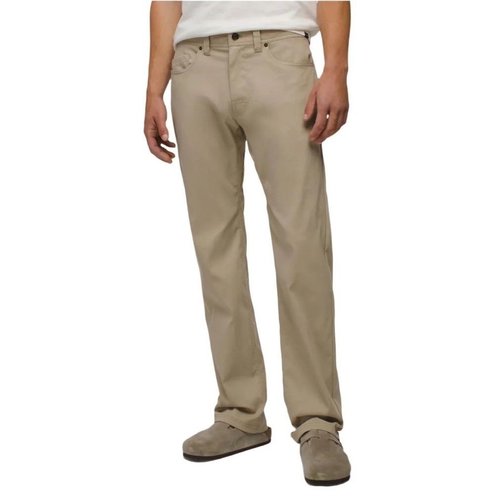 prAna Brion Pants 33 X 30 Khaki Stretchy Casual Straight Leg Chino Hiking